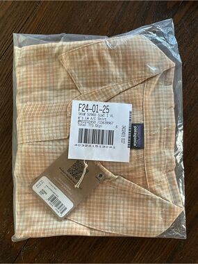 Patagonia Peach and White Gingham Button-Up Shirt